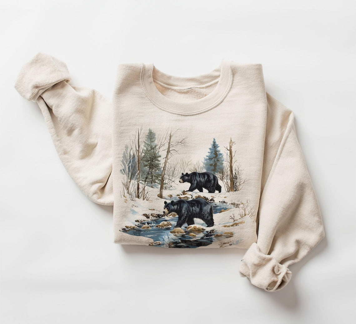 Black Bears Winter Sweatshirt - Natural