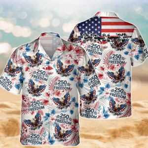Retro Hawaii 250 Years of Freedom 1776 - 2026 Eagle Patriotic Shirt Statue Of Liberty, US Flag, Liberty Bell, 250th Anniversary Hawaiian Shirt V4